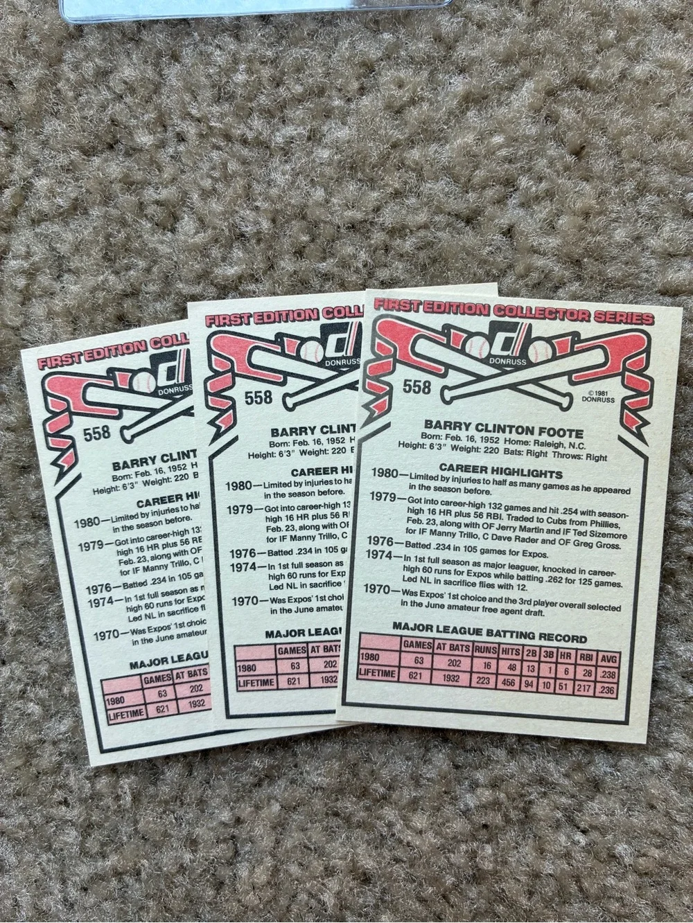 Vintage Baseball Card Lot - 1981 Donruss Complete Set-Raines RC